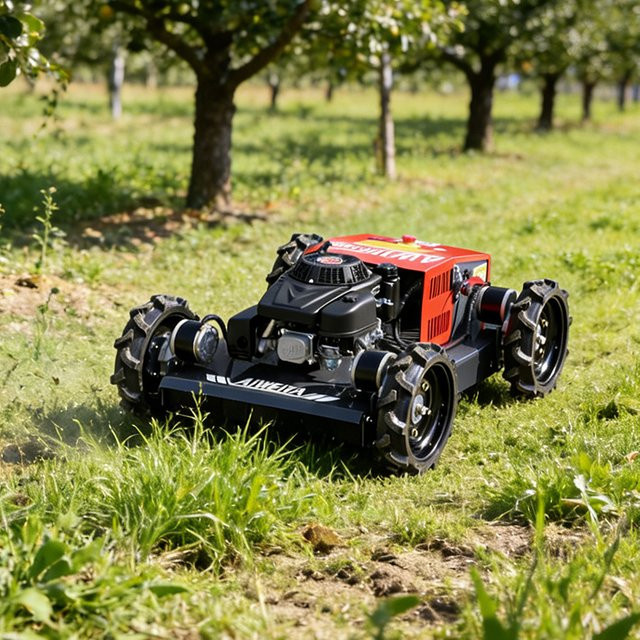 AIWEIYA Benzin-Rasenmäher mit Fernbedienung in Rot, geländegängige Grasmähmaschine für Parks und Obstgärten - Bild 1