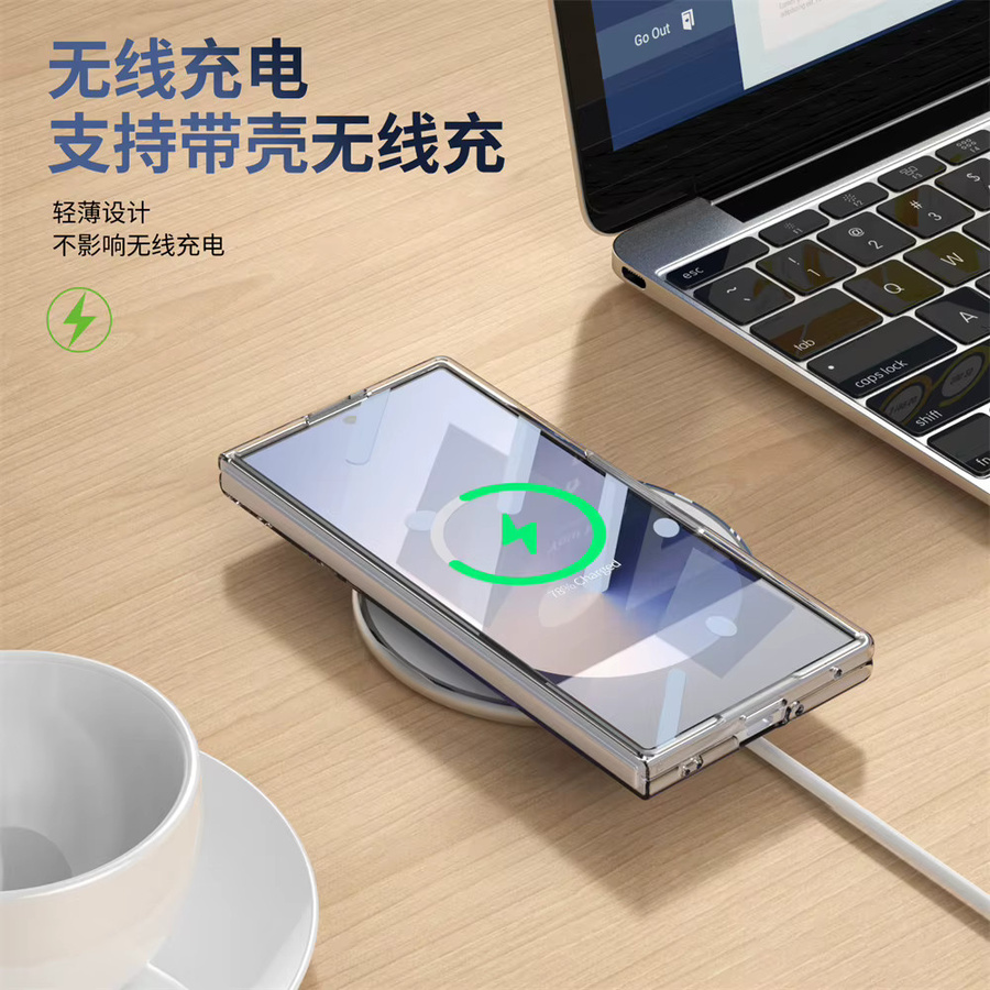 Transparente MagSafe Handyhülle für Samsung Galaxy Z Fold mit Ringhalter und gehärteter Folie in Schwarz - Bild 3