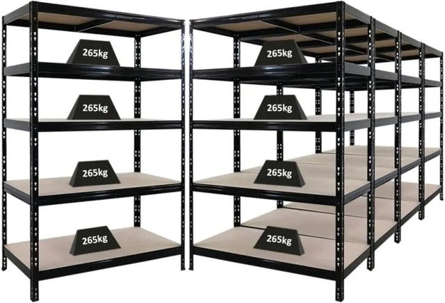 PROREGAL Tiger Schwerlastregal Set aus 5 Einheiten, Schwarz, H x B x T: 180 x 120 x 60 cm, Fachlast 265 kg, mit verstellbaren Regalböden - Bild 1