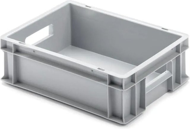 PROREGAL Eurobehälter Transportbox mit offenem Griff, Grau, H x B x T: 12 x 40 x 30 cm, 11 Liter - Bild 1
