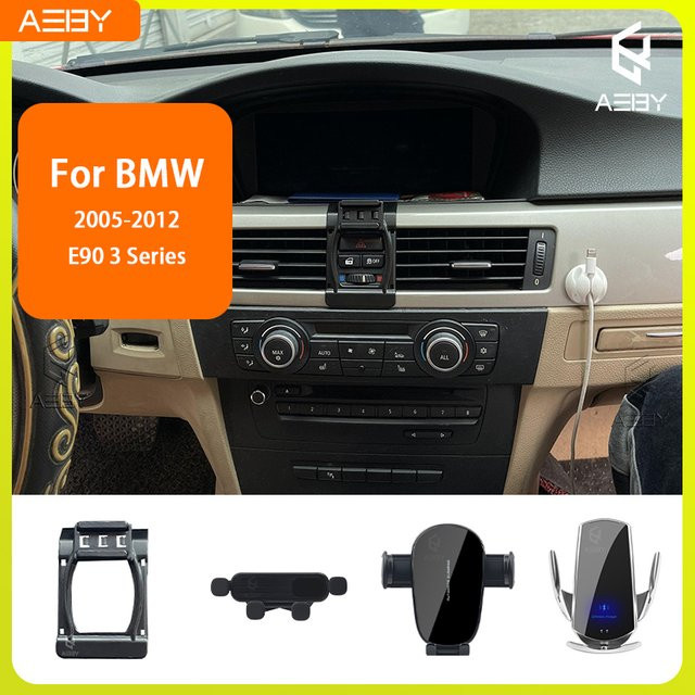Handyhalterung mit kabelloser Ladestation für BMW 3er E90 (2005-2012) in Schwarz - Bild 1