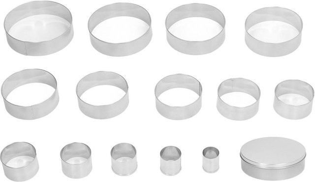 14er Set CosyHome Kuchenringformen aus Edelstahl, runde Ausstechformen für Brot und Gebäck, Silber - Bild 1