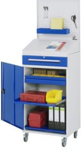 Rau Beistellschrank Stehpult 04 mobil mit Türen, Schubladen und Schloss, B/T/H: 65,0 x 52,0 x 123,5 cm