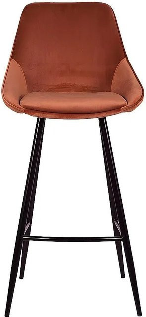 Vente-unique Barhocker Masurie in Terracotta mit Samtbezug, Breite: 48 cm, Tiefe: 48 cm, Höhe: 48 cm - Bild 1