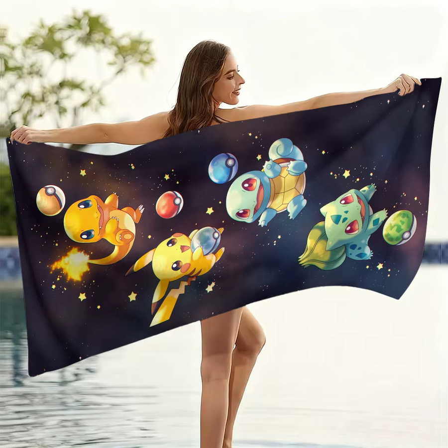 Potdemiel Pokemon Starry Sky Strandtuch mit Pikachu und Kanto Starters in Multicolour - Bild 5