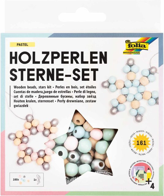 folia Holzperlen Stern-Set in Pastel für deine Weihnachtsdeko - Bild 1