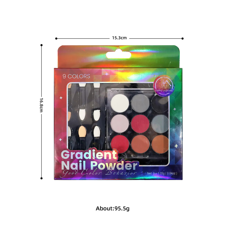 Misscheering Nagelglitter Set, 9 Teile, Chrom Pulver, Metallic, CF03 - Bild 3