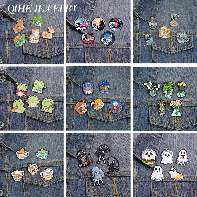 QIHE JEWELRY Broschen Set, Cartoon Anime Prinz und Fuchs, Emaille, Unisex - Bild 1