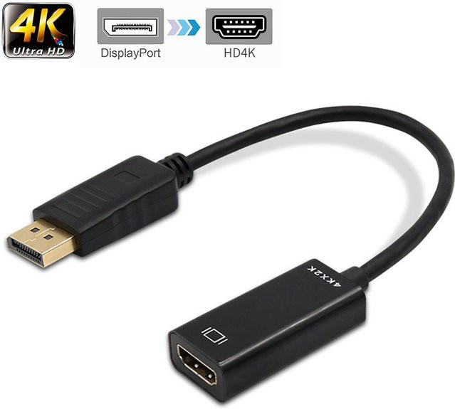 ZOUGOUGO DisplayPort auf HDMI Adapter Kabel in Schwarz für HD 4K Video und Audio zur Verbindung von PC mit TV oder Projektor - Bild 1