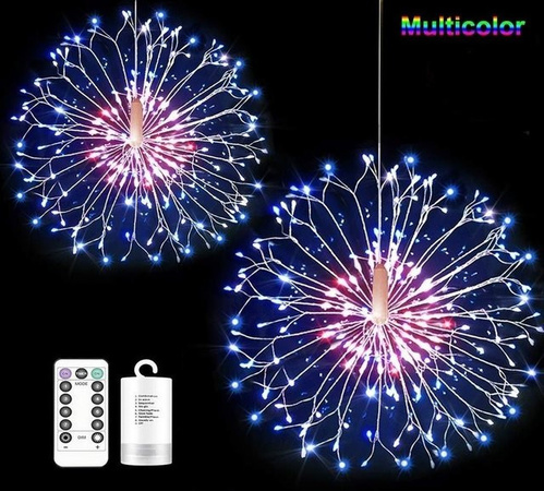 Angel 05 LED-Löwenzahn-Feuerwerk Lichterkette aus Kupfer in Bunt mit Fernbedienung, 8 Modi und Dimmfunktion, IP65 wasserdicht mit 150 LEDs