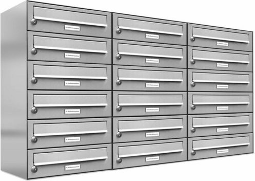 AL Briefkasten für 18 Parteien aus Edelstahl, silberfarben, B/H/T: 115,9 x 69 x 27,5 cm - Bild 1