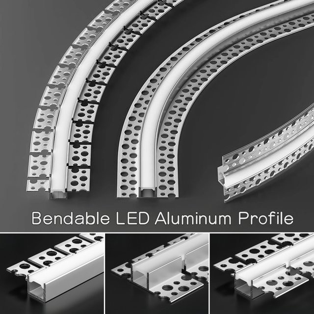 Khelse LED-Aluminiumprofil, biegbar und besatzlos, Farbe: Silber, modernes Design für Wand, Boden und Decke mit weicher Abdeckung - Bild 1