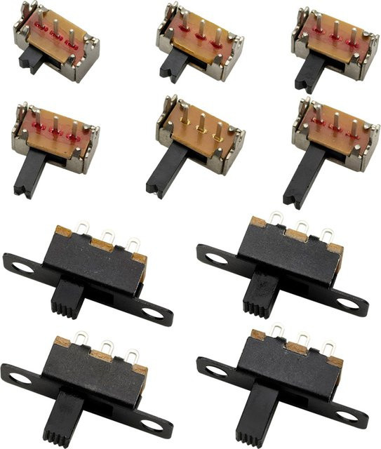 20 Stück SPDT 1P2T Mini Schiebeschalter 2 Position 3 Pin On-Off Schwarz für DIY Elektronikprojekte PCB DC 50V 0,5A - Bild 1