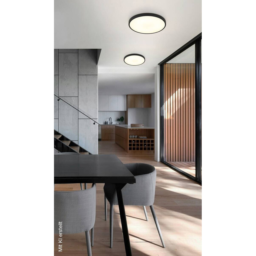 Globo Lighting LED Deckenleuchte modern rund in Mattschwarz mit Opal Kunststoff, H: 3,55 cm, B: 23 cm, T: 23 cm - Bild 3