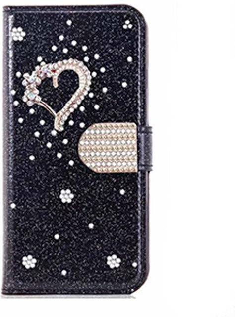 Glitzer Lederhülle Portemonnaie für Samsung Galaxy S26 Ultra S25 FE S24 S23 Plus S22 A13 A14 A15 A16 A26 A36 A56 A34 A35 A54 A55 A06 A33 in Schwarz - Bild 1
