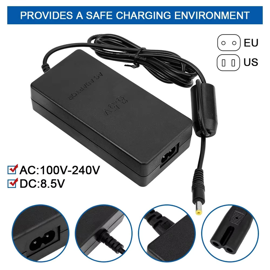 Sony Netzteil für PlayStation 2 Slim 70000 Konsole, Ersatz-AC-Adapter Ladekabel in Schwarz, 8,5V DC - Bild 3
