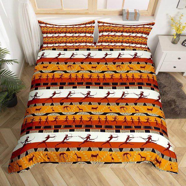 JMG Household Supplies Bettwäsche-Set mit afrikanischem Stammes-Design und Blumenmuster in Braun und Multicolour, B/H: 135 x 200 cm - Bild 1