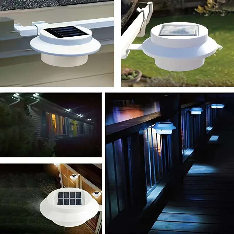 XIWANGFIRE Solar-LED-Wandleuchten in Weiß für Außenbereich, Veranda und Zaun, wasserdicht mit integrierter LED - Bild 5