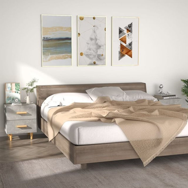 Vidaxl Set aus 2 Nachttischen in Grau im skandinavischen Design aus Eukalyptus und Holzwerkstoff, B/T/H: 40 x 35 x 47,5 cm - Bild 1