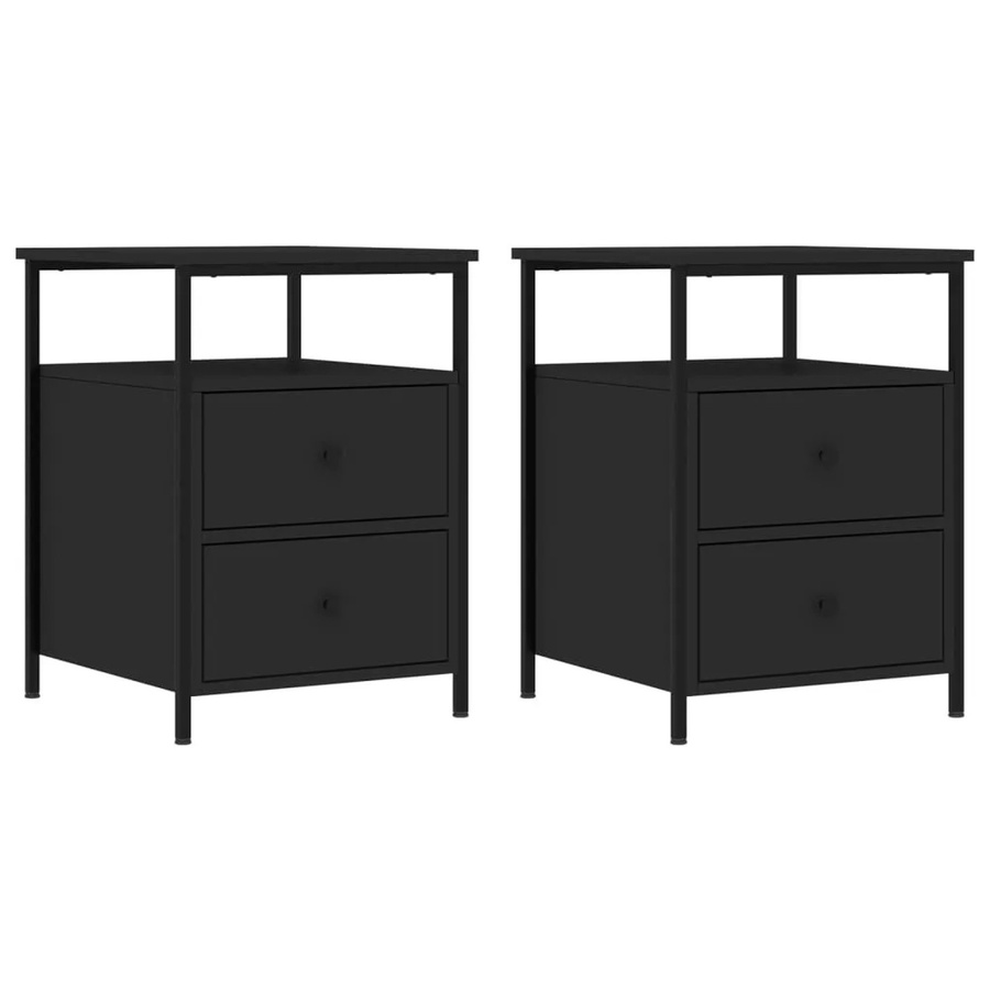 vidaXL Nachttische 2er Set im industriellen Stil, Schwarz, B/T/H: 44 x 45 x 60 cm - Bild 2