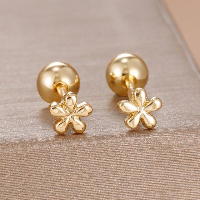 Maodane Blumen-Ohrstecker Edelstahl, Gold, Damen und Mädchen - Bild 1
