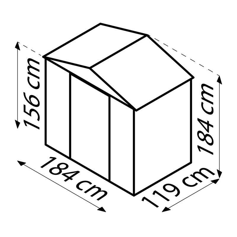 Pergart Gerätehaus Köln II 65 aus Metall in Grün mit Satteldach und Schiebetür, B/H/T: 194 x 184 x 131 cm - Bild 2