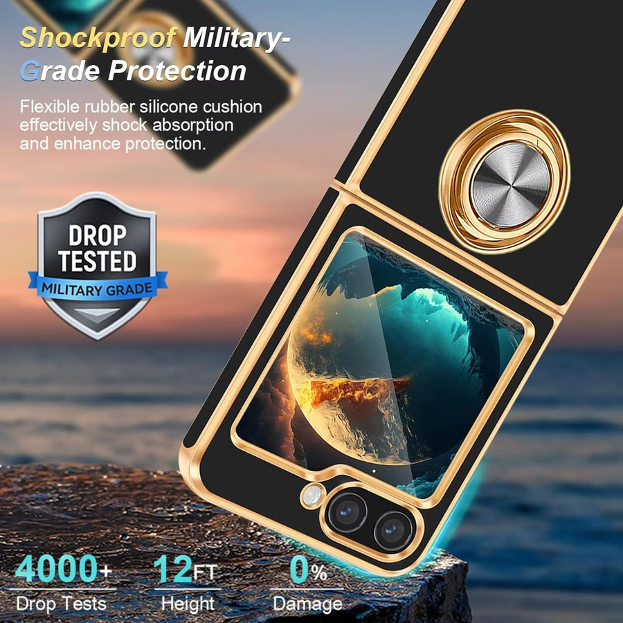 Stoßfeste Samsung Galaxy Z Flip Handyhülle mit Magnet-Ringhalter und Auto-Magnetständer in GrayBlue für Samsung Galaxy Z Flip 7, 6, 5, 4 und 3 - Bild 4