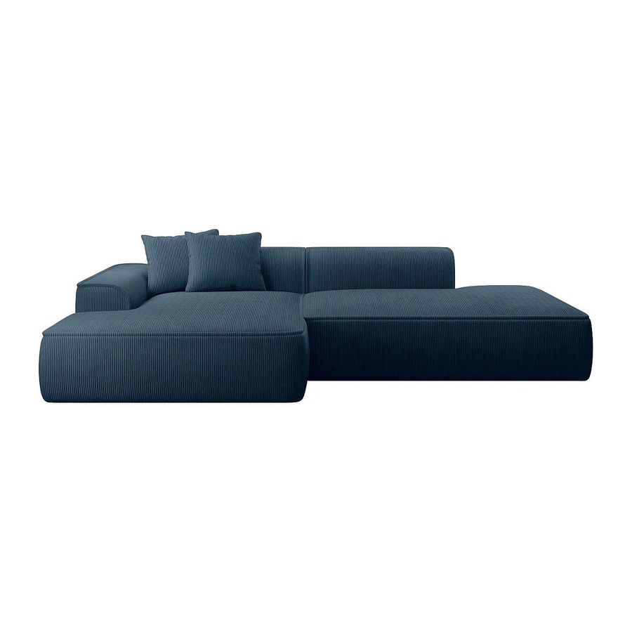 Vente-unique Ecksofa Erynel in Blau aus Cordvelours ohne Schlaffunktion Breite: 305 cm - Bild 2