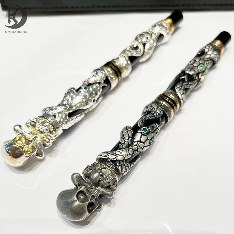 Jinhao Viper Series Kugelschreiber aus Metall mit Schlangen- und Schädelkopf in Gold und Silber im Vintage-Design - Bild 4