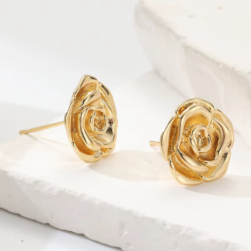 YoYo Ohrstecker Rosen, vergoldet, Damen, Vintage - Bild 2