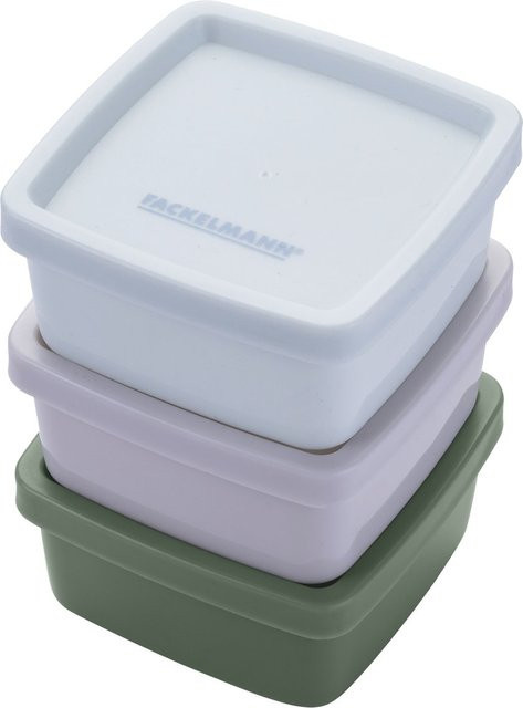 Fackelmann Snack Box Be The Move, 3er Set, eckig, aus Kunststoff, Farben: Grau, Blau, Beige, Breite: 7 cm, Tiefe: 7 cm, Höhe: 3,5 cm - Bild 1
