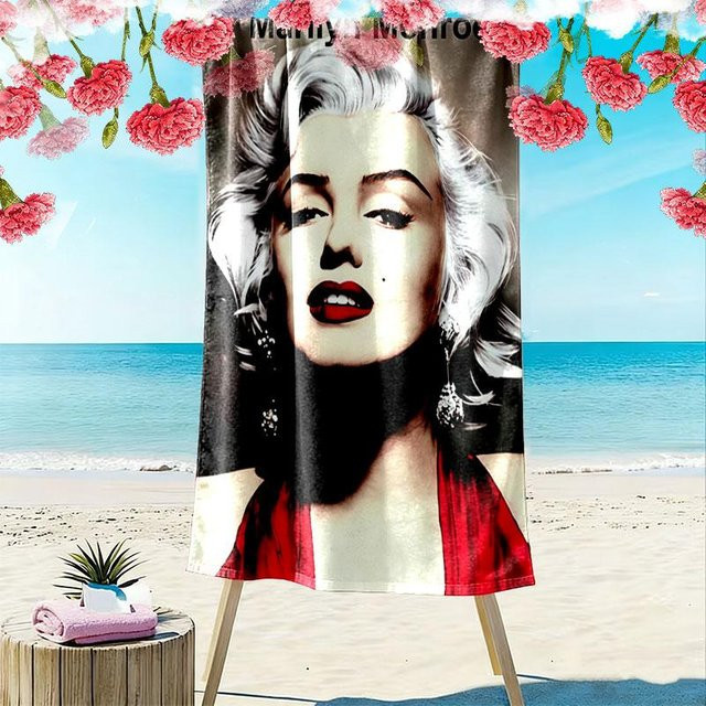 CCesHome Marilyn Monroe Strandtuch, weiches und schnelltrocknendes Handtuch in Multicolour, B/H: 70 x 140 cm - Bild 1