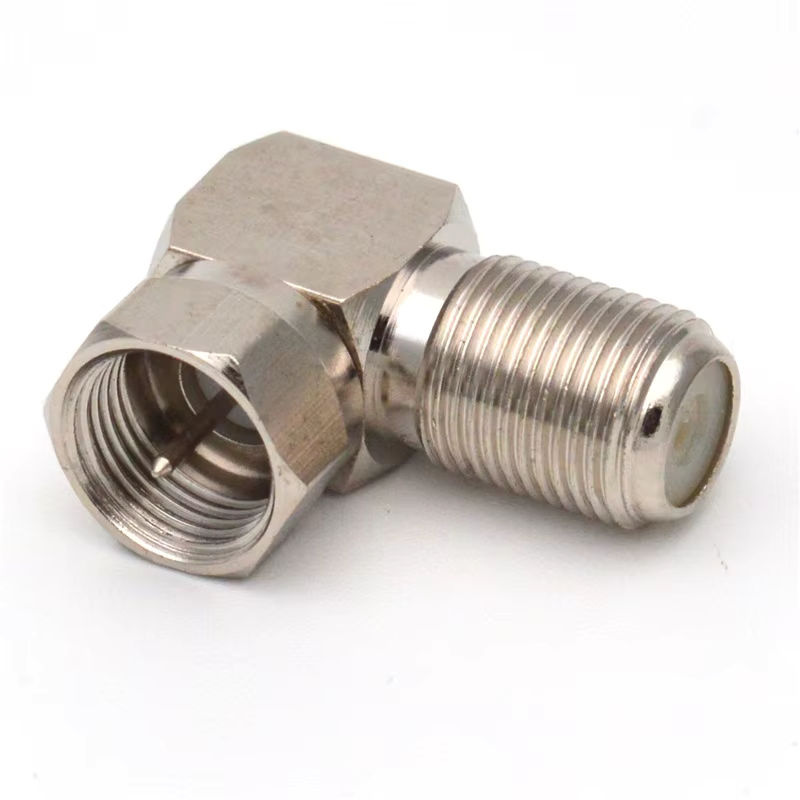 F-Stecker auf F-Buchse Adapter 90 Grad Winkel RF-Koaxial-Konverter für TV-Antennenkabel in Silber - Bild 2