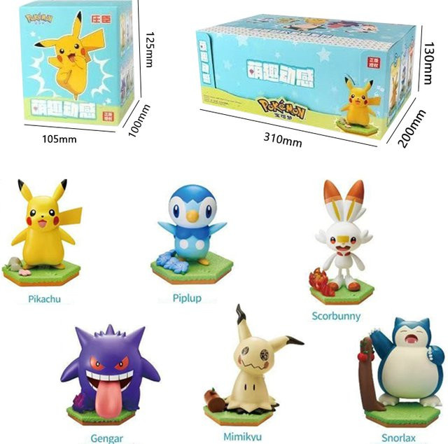 Pokémon Pikachu Gengar Piplup Scorbunny Snorlax Mimikyu Q-Version Szenenbasis, Einzelfigur - Bild 1