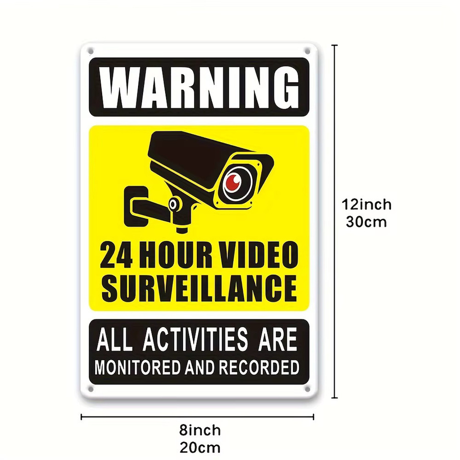 CIFBUY CCTV-Schild aus Eisen im Vintage-Stil für die Wandmontage, B: 20,32 cm, H: 30,48 cm - Bild 2