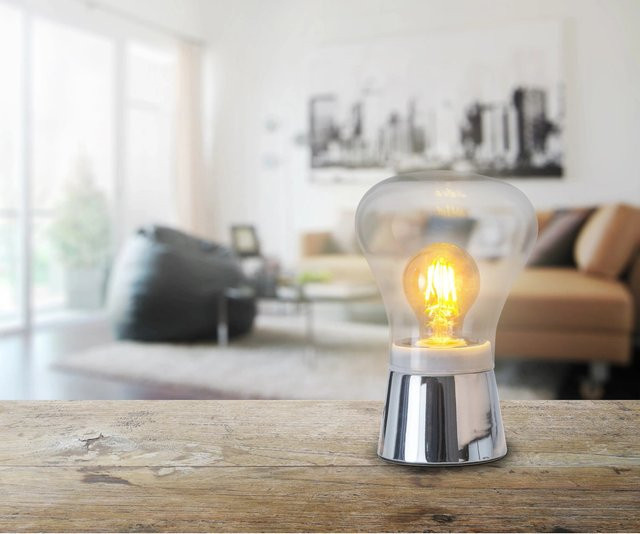Näve Tischleuchte Kerry aus Glas und Metall in Chrom, Höhe: 21 cm - Bild 1