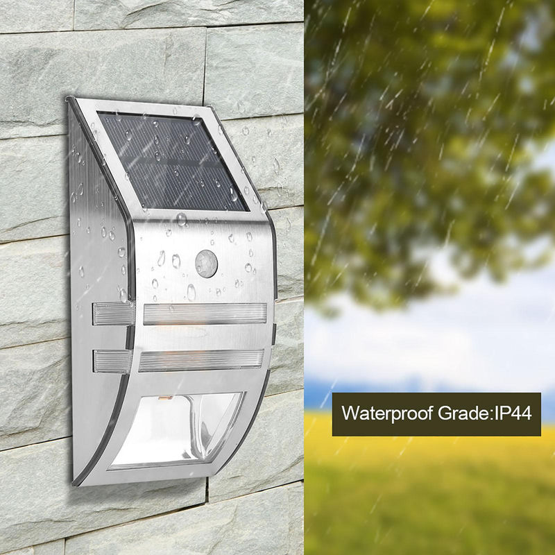 GoolRC Solarbetriebene LED Wandleuchte mit PIR-Bewegungsmelder in Silber und Reinweiß für Garten, Balkon und Außenbereich - Bild 8