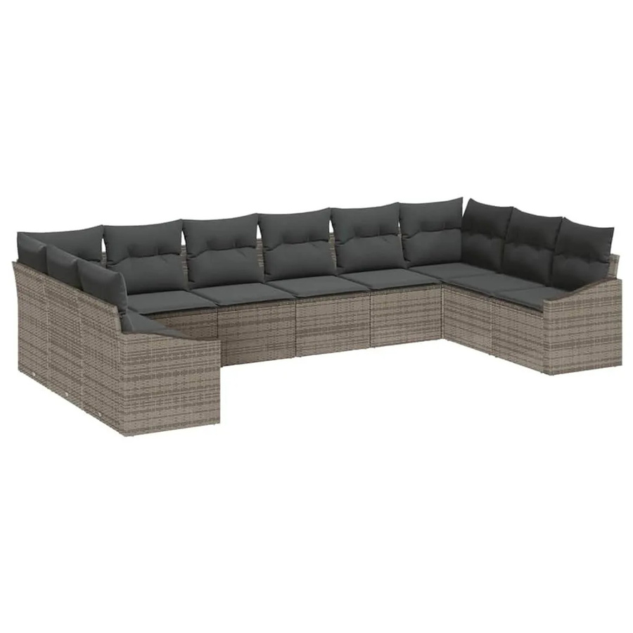 vidaXL Gartensofa-Set aus Poly-Rattan und Akazienholz in Grau mit Polsterung und integriertem Speicher für Garten, Balkon und Terrasse - Bild 2