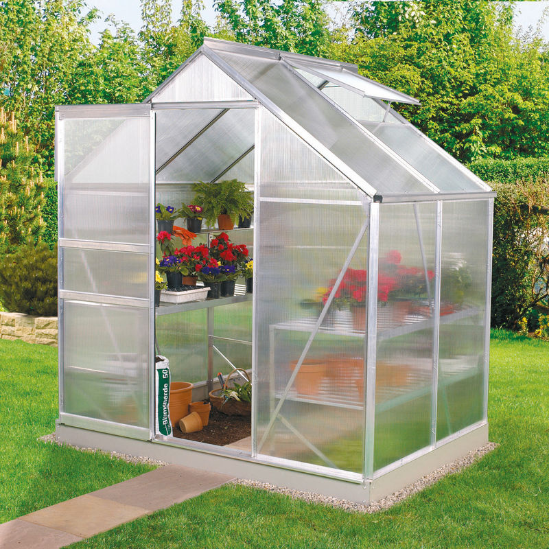 Vitavia Gewächshaus Venus 2500 mit 2,5 m² Fläche, Aluminium eloxiert in Silber, 4 mm Polycarbonat-Platten, inklusive Schiebetür und Dachfenster - Bild 3
