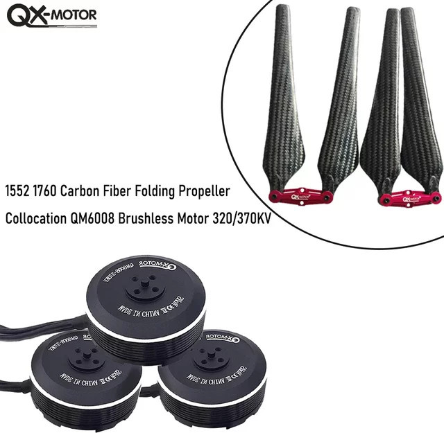 QX-MOTOR QM6008 5208 320KV 370KV Bürstenloser Motor, Kohlefaser, Metall, Schwarz - Bild 1