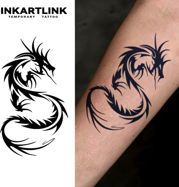 Temporäres Drachen-Tattoo, wasserfest, semi-permanent, hält bis 15 Tage - Bild 1