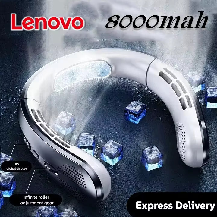Lenovo AirCooling Halsventilator Blau mit LED-Digitalanzeige und 10000mAh Akku, tragbarer blattloser USB-Ventilator - Bild 3