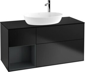 V&B Waschtischunterschrank Finion mit Wandbeleuchtung, Breite: 120 cm, Tiefe: 50,1 cm, Höhe: 50,1 cm, Farbe: Blau lackiert - Bild 1