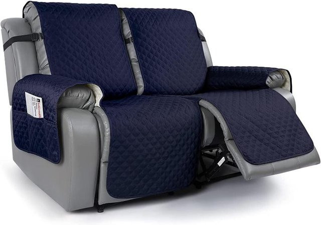 Rutschfester 2-Sitzer Relaxsesselbezug als wendbarer Sofa Überwurf in Blau - Bild 1