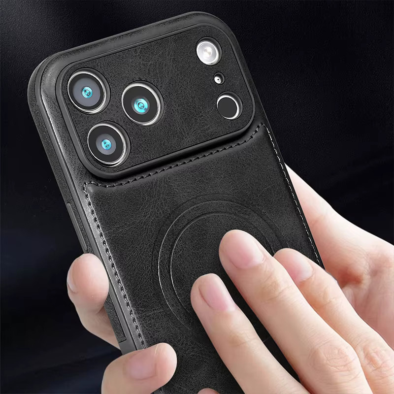 Magnetische Leder-Handyhülle für iPhone 12 bis 17 Pro Max und Plus in Weiß mit Wireless Charging Unterstützung - Bild 2