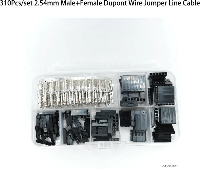 310-teiliges Jumper-Kabel-Steckverbinder-Set mit Stecker- und Buchsengehäuse für Elektronik-DIY-Verkabelung in Schwarz - Bild 1