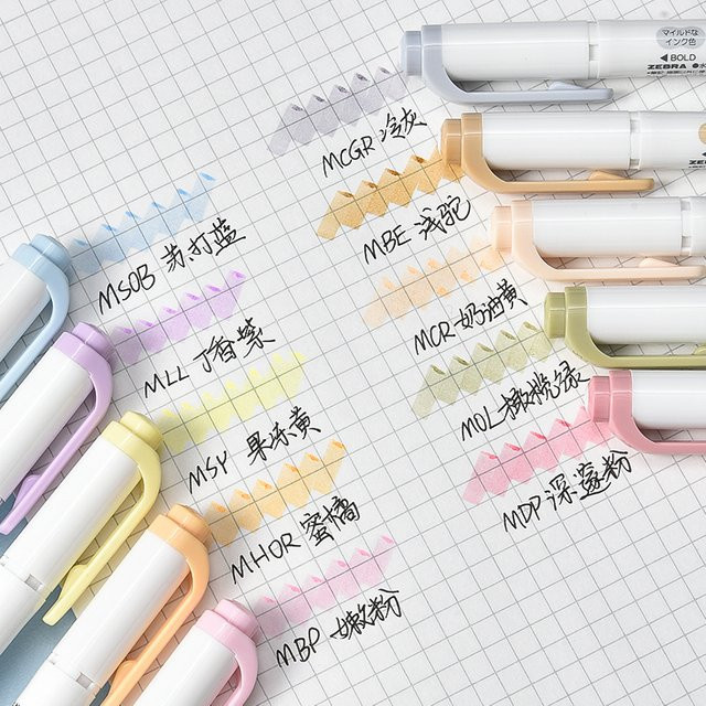 ZEBRA Mildliner Textmarker Set WKT7 mit 5 Pastellfarben, wasserbasierte Doppelspitze zum Hervorheben - Bild 1
