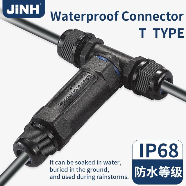 JINH IP68 wasserdichter elektrischer Kabelstecker Dreiwege-Abzweigschraubverbinder in Schwarz für 3, 4 oder 5-polige Kabel von 0,5 bis 2,5 mm2 - Bild 1
