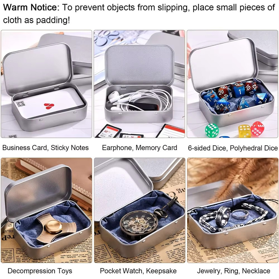 10er-Set Mini-Metallboxen rechteckig mit Klappdeckel in Silber und Schwarz zur Aufbewahrung von Schmuck, Münzen oder Schlüssel - Bild 4