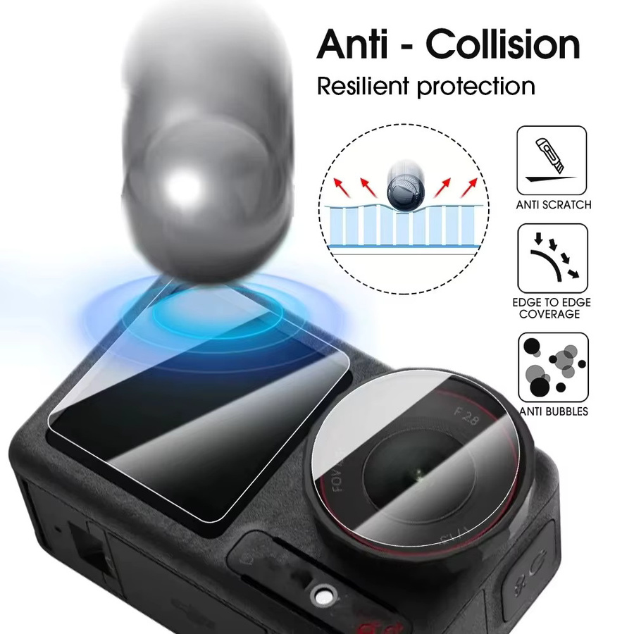 DJI Osmo Action 5 Pro und Action 4 Zubehör-Set mit Displayschutzfolie aus gehärtetem Glas und Objektivabdeckkappe in Transparent - Bild 2